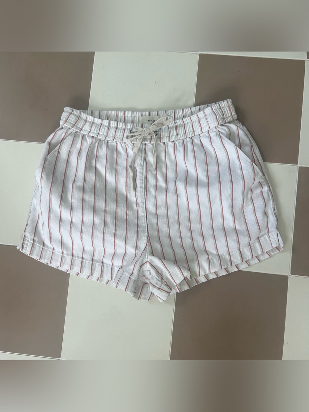 Wilfred Free White Pink Stripe Drawstring Shorts XXS